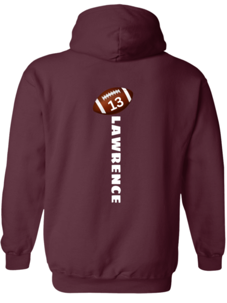 Personalized Football Mom Hoodie (White Font) - Custom Team Name & Player Number