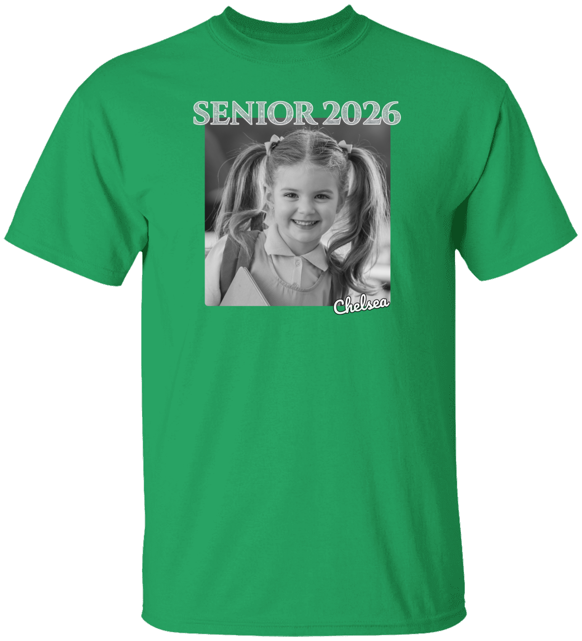 Senior 2026 Personalized B/W Photo Shirt-Unisex Heavy Cotton Tee