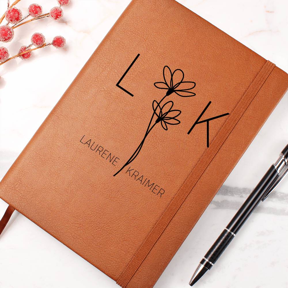 Personalized Vegan Leather Monogram & Name Journal with Design