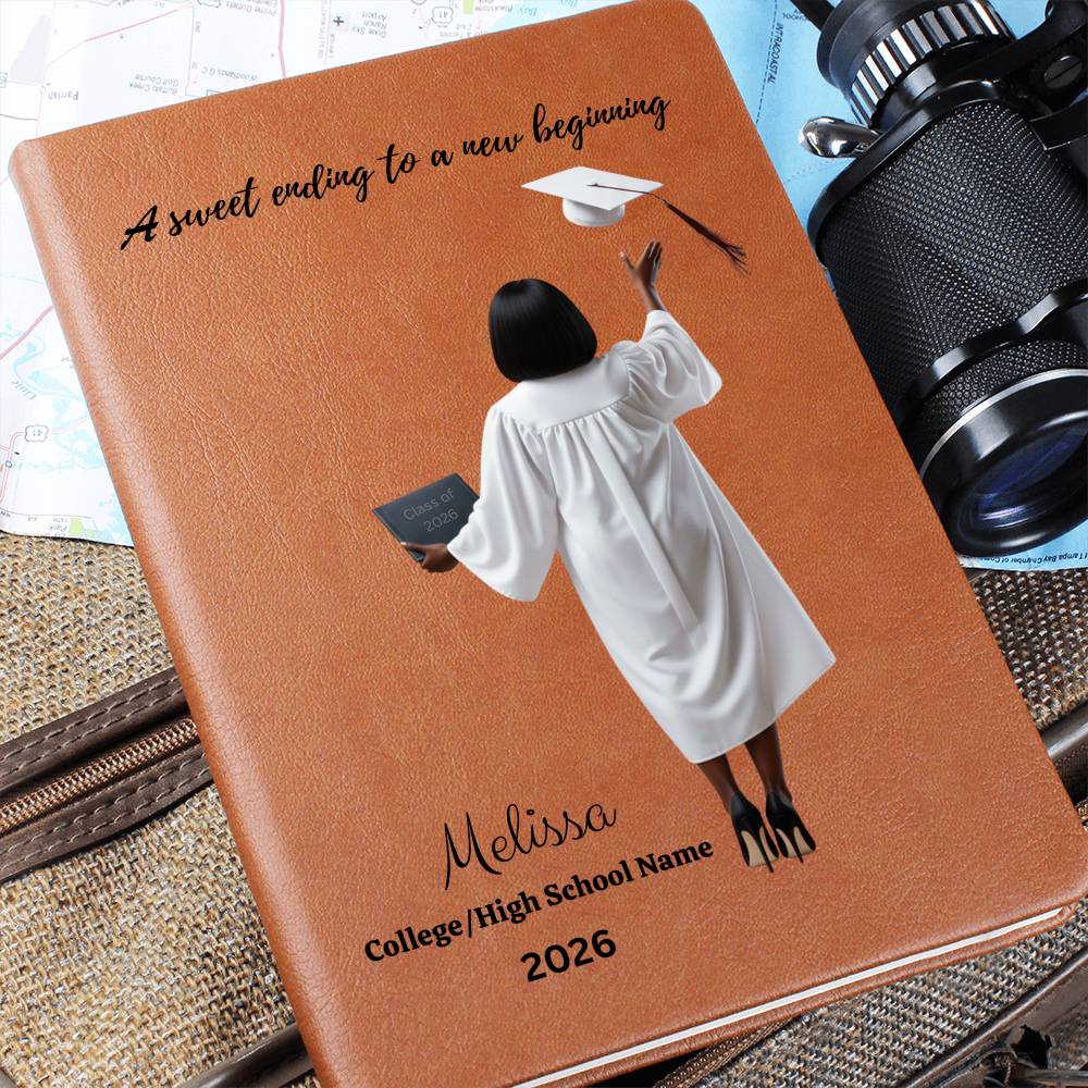 Personalized Vegan Leather Journal - Class of 2026 - A Sweet Ending - High School & College Graduation Gift.