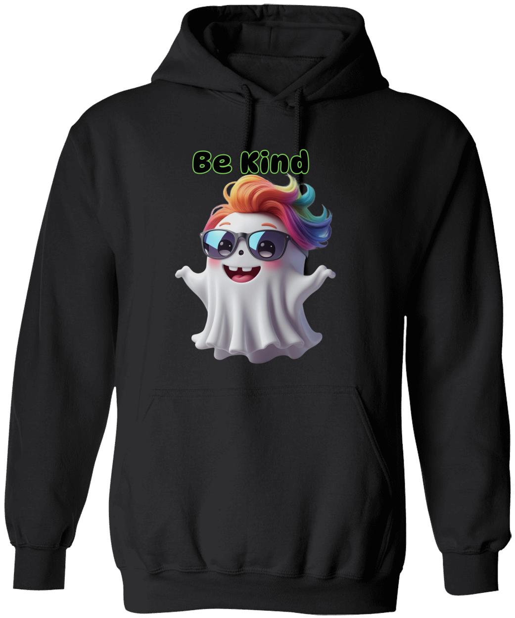 Be Kind Rainbow Ghost Hoodie  – Love, Respect & Good Vibes Unisex Heavy Blend Hooded Sweatshirt