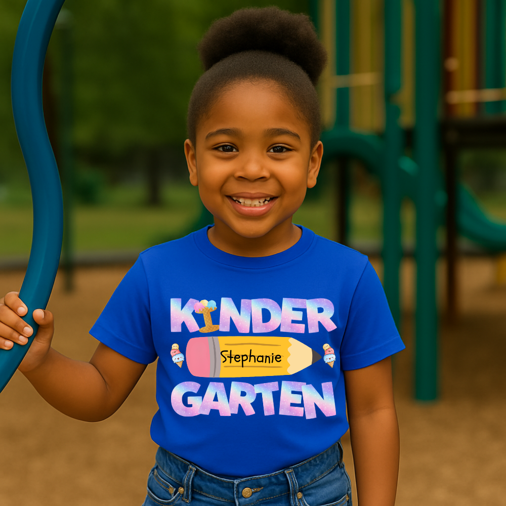 Personalized Kindergarten Tshirt |Ice Cream with Pastel Letters Design | T-Shirt-2