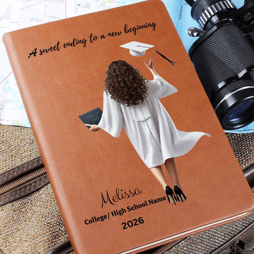 Personalized Vegan Leather Journal - Class of 2026 - A Sweet Ending - High School & College Graduation Gift.