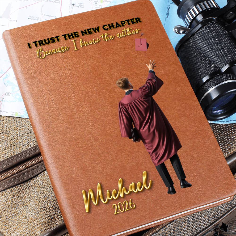 Personalized Vegan Leather Journal - Class of 2026 - I Trust the New Chapter - High School & College Graduation Gift