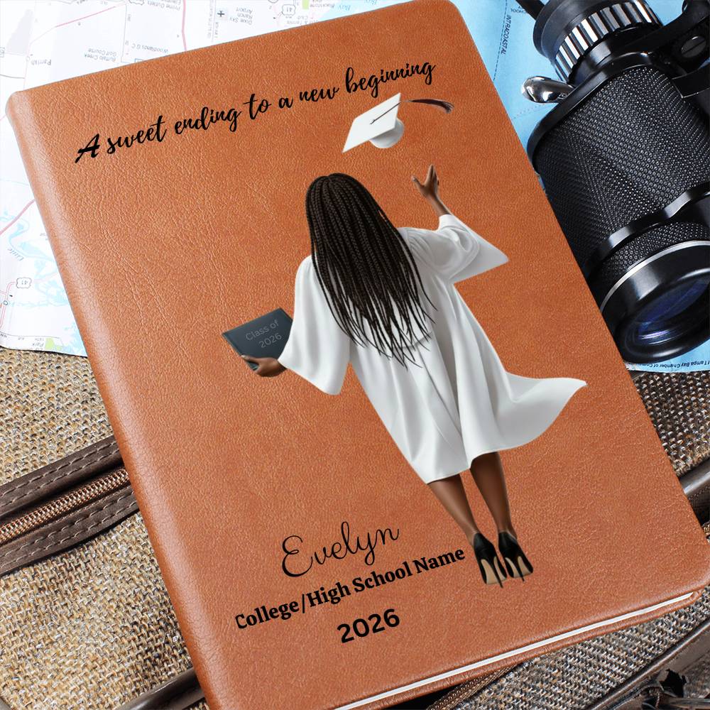 Personalized Vegan Leather Journal - Class of 2026 - A Sweet Ending - High School & College Graduation Gift.