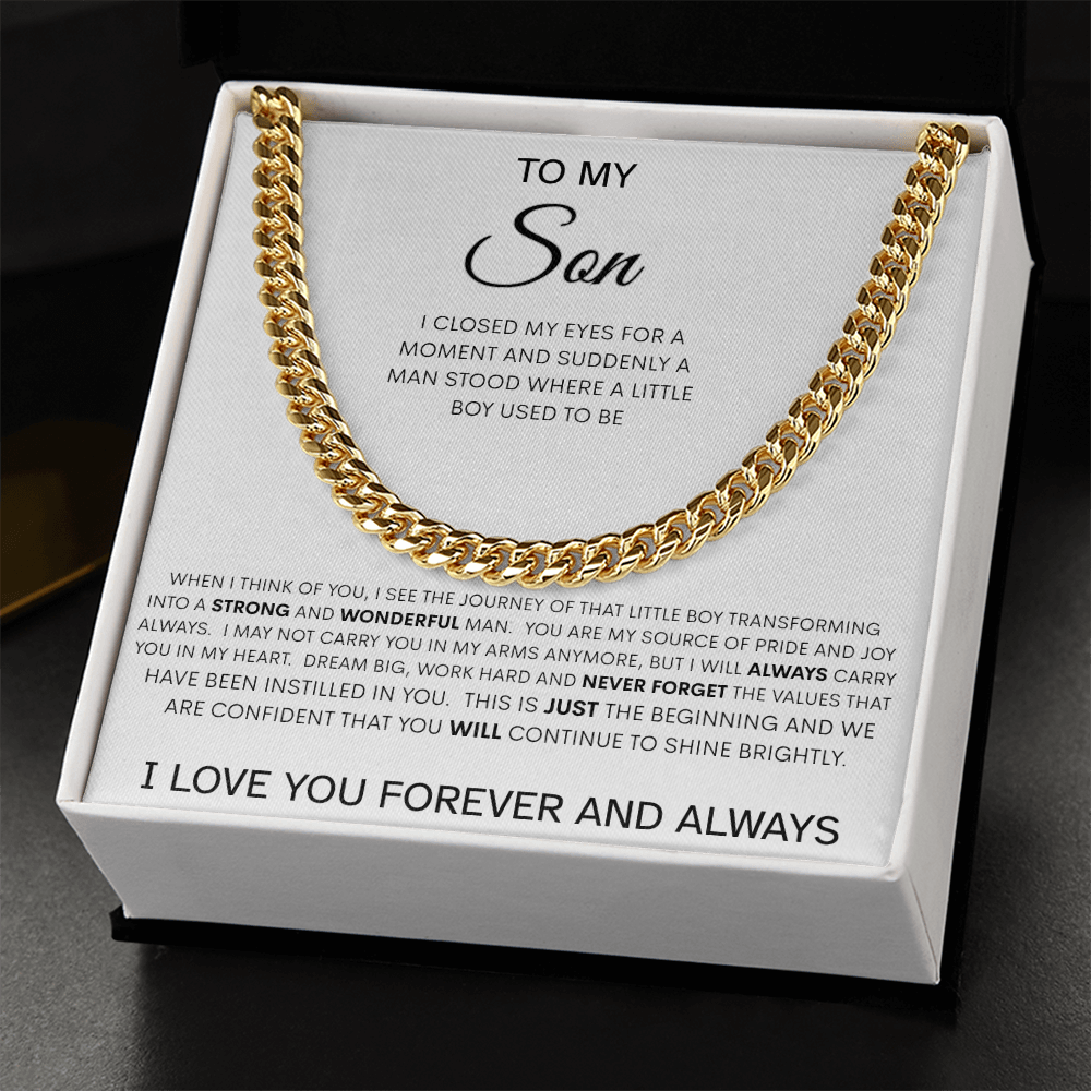 To My Son | Never Forget - Forever And Always | Cuban Necklace