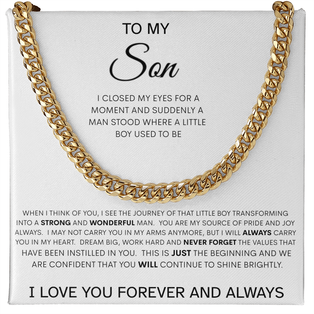 To My Son | Never Forget - Forever And Always | Cuban Necklace