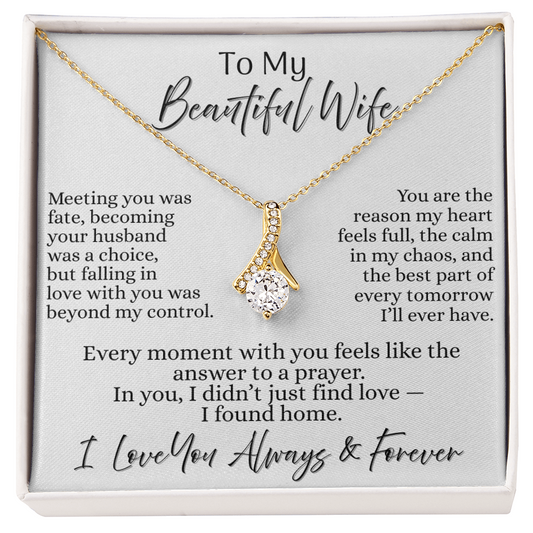 To My Beautiful Wife | Allurring Beauty Necklace - On White Card