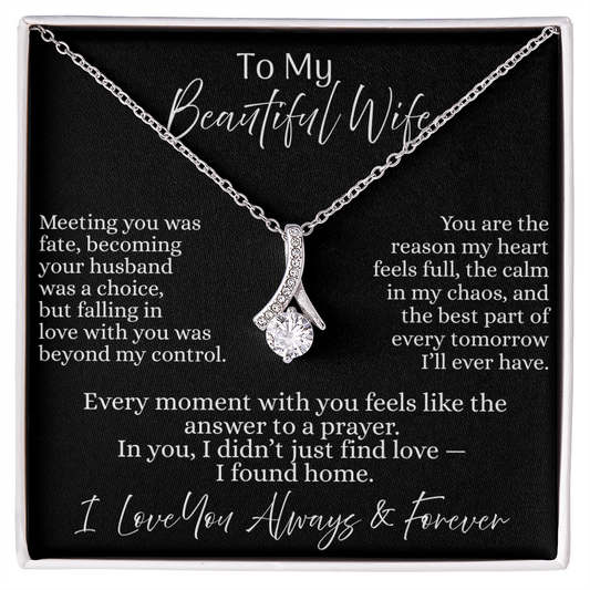 To My Beautiful Wife | Allurring Beauty Necklace - On Black Card
