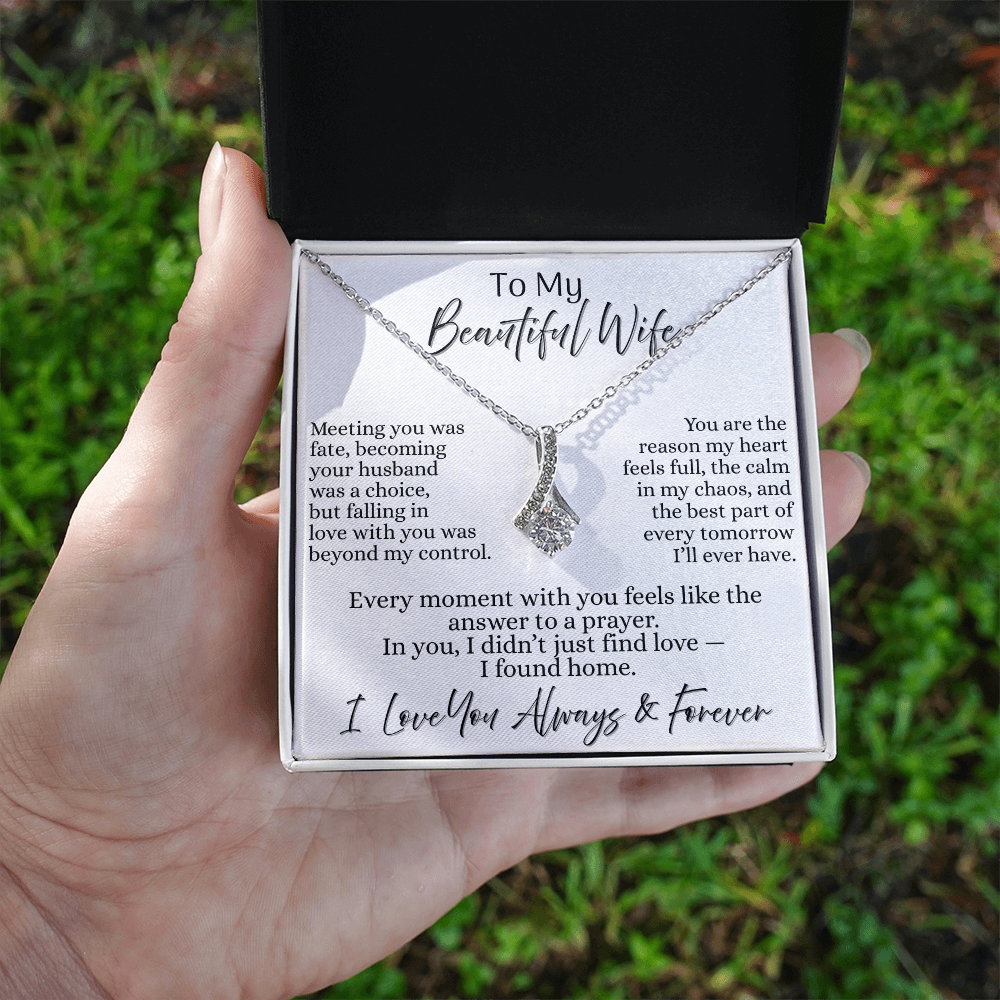 To My Beautiful Wife | Allurring Beauty Necklace - On White Card