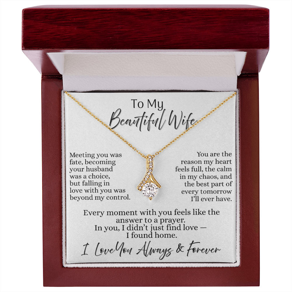 To My Beautiful Wife | Allurring Beauty Necklace - On White Card