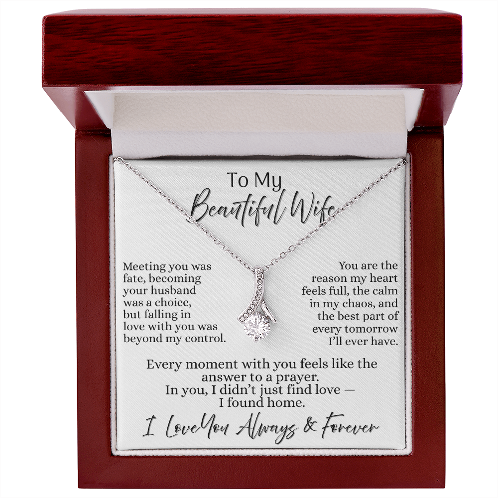 To My Beautiful Wife | Allurring Beauty Necklace - On White Card
