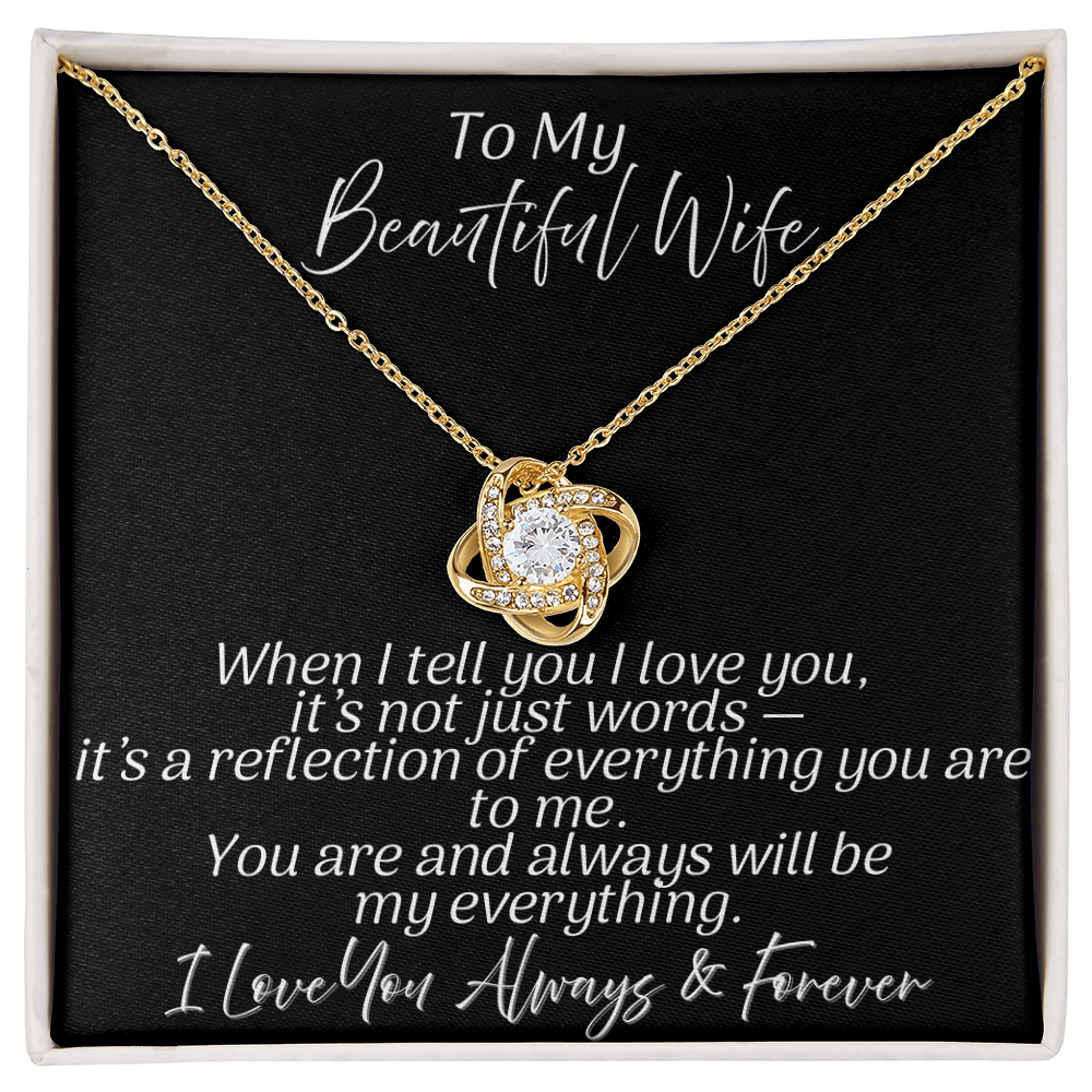 For My Beautiful Wife | My Everything | Love Knot Necklace | Black Message Card