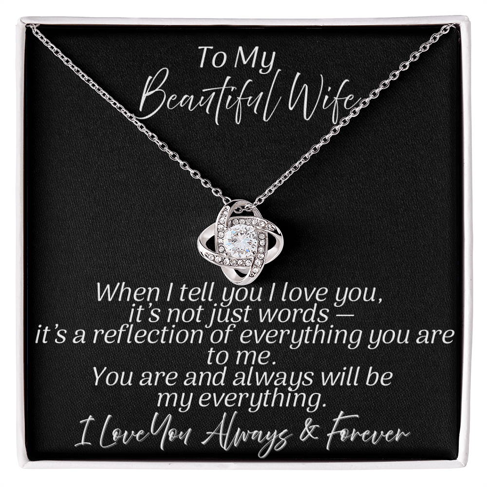 For My Beautiful Wife | My Everything | Love Knot Necklace | Black Message Card