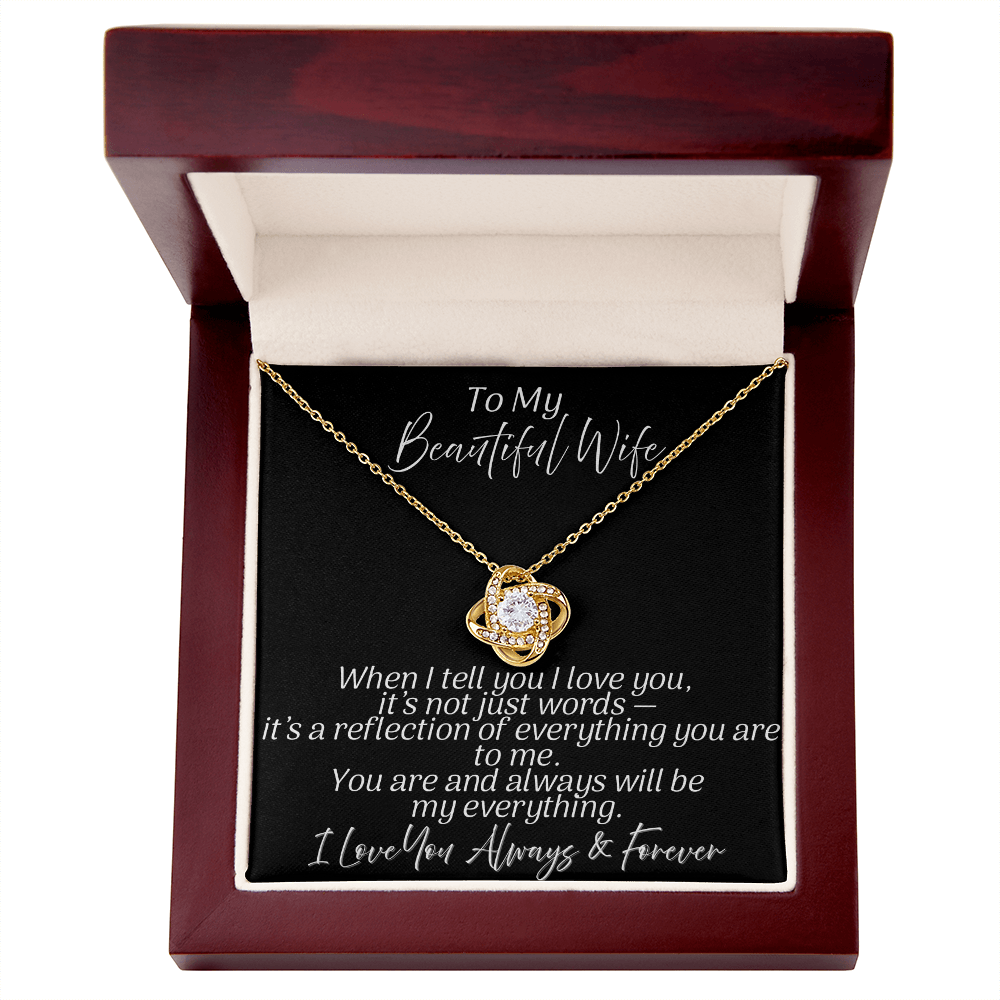 For My Beautiful Wife | My Everything | Love Knot Necklace | Black Message Card
