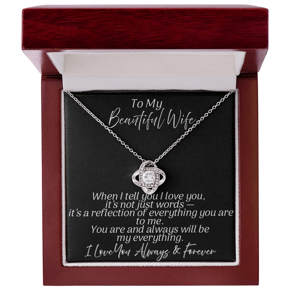 For My Beautiful Wife | My Everything | Love Knot Necklace | Black Message Card