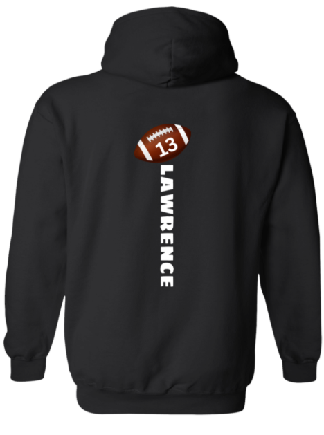 Personalized Football Mom Hoodie (White Font) - Custom Team Name & Player Number