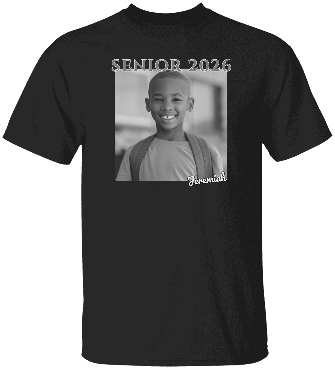 Senior 2026 Personalized B/W Photo Shirt-Unisex Heavy Cotton Tee