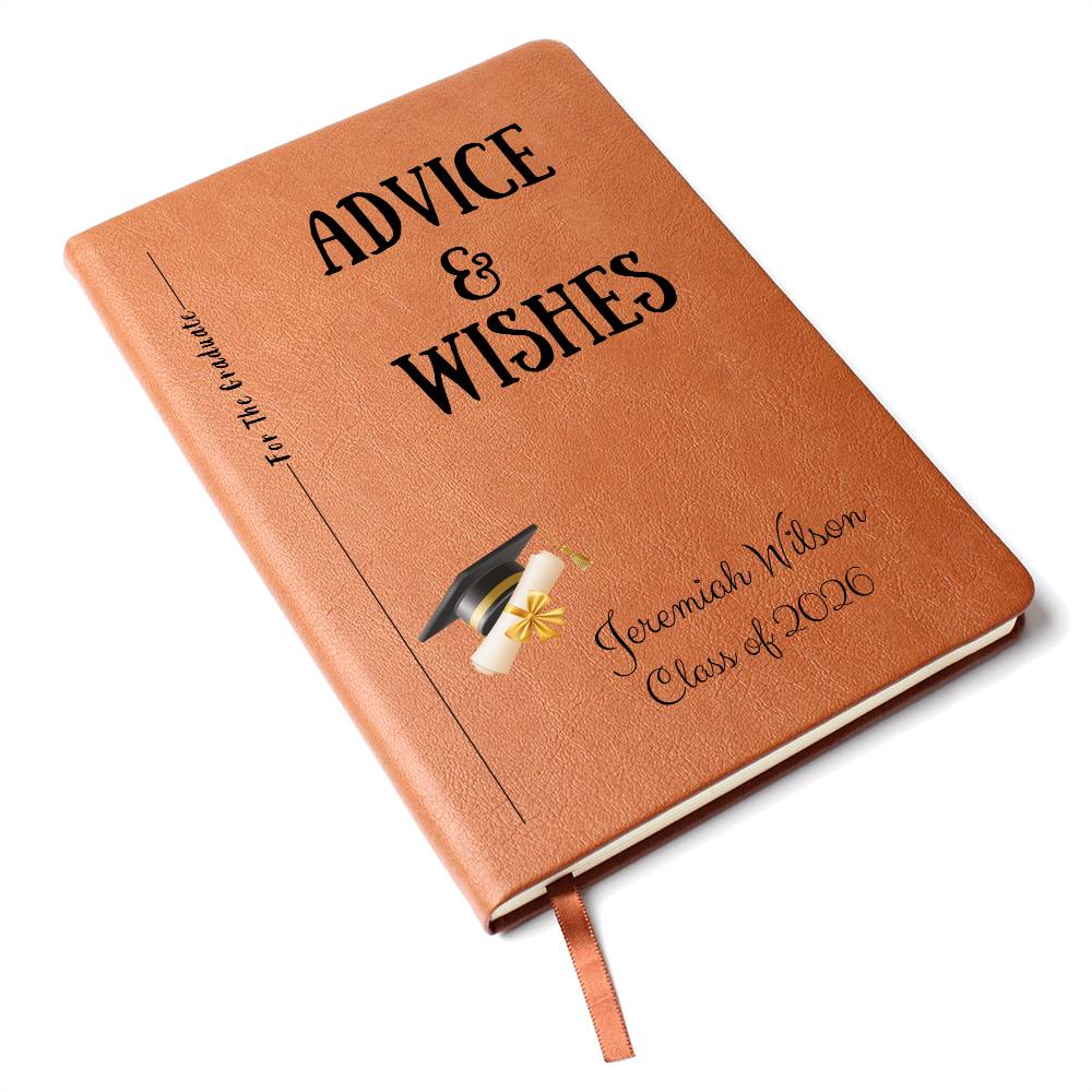 Personalized Vegan Leather Graduate Advice & Wishes  Journal – Class of 2026 Keepsake