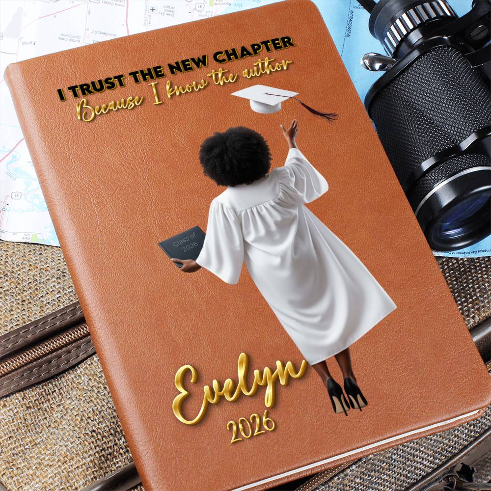Personalized Vegan Leather Journal - Class of 2026 - I Trust the New Chapter - High School & College Graduation Gift