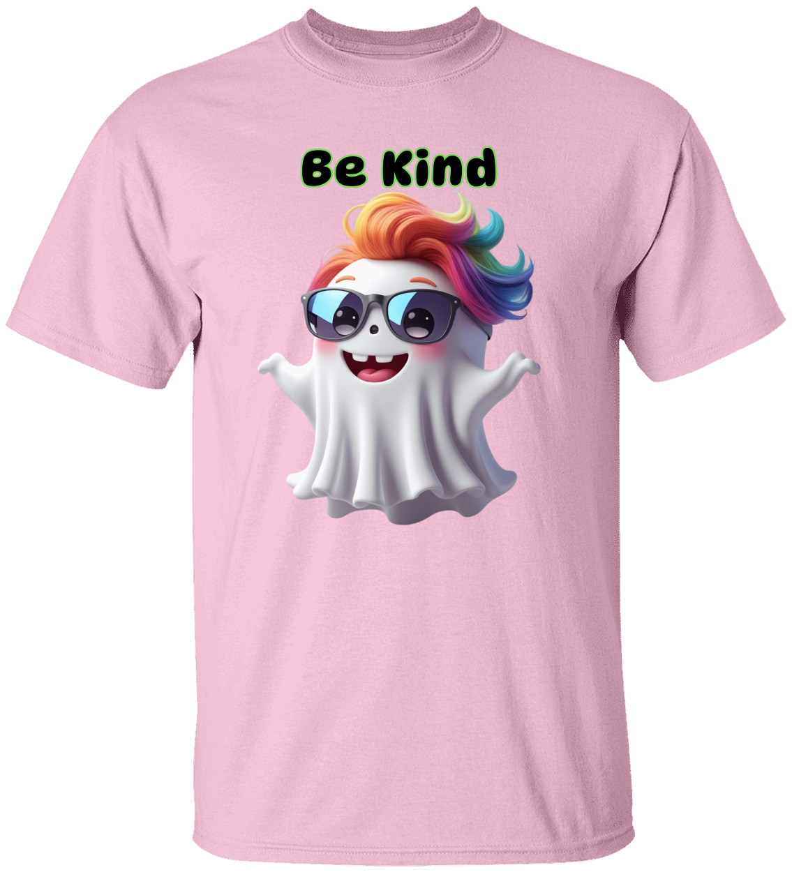 Be Kind Rainbow Ghost Tee – Love, Respect & Good Vibes Unisex Heavy Cotton Tee
