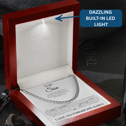 To My Son | Never Forget - Forever And Always | Cuban Necklace