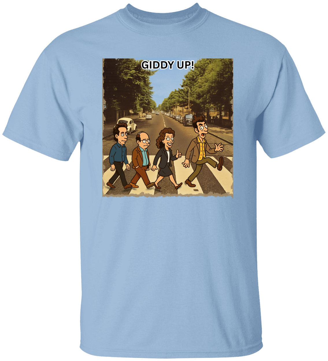 Giddy Up! Seinfeld Abbey Road Parody T-Shirt – Funny Pop Culture Tee for TV Show Fans