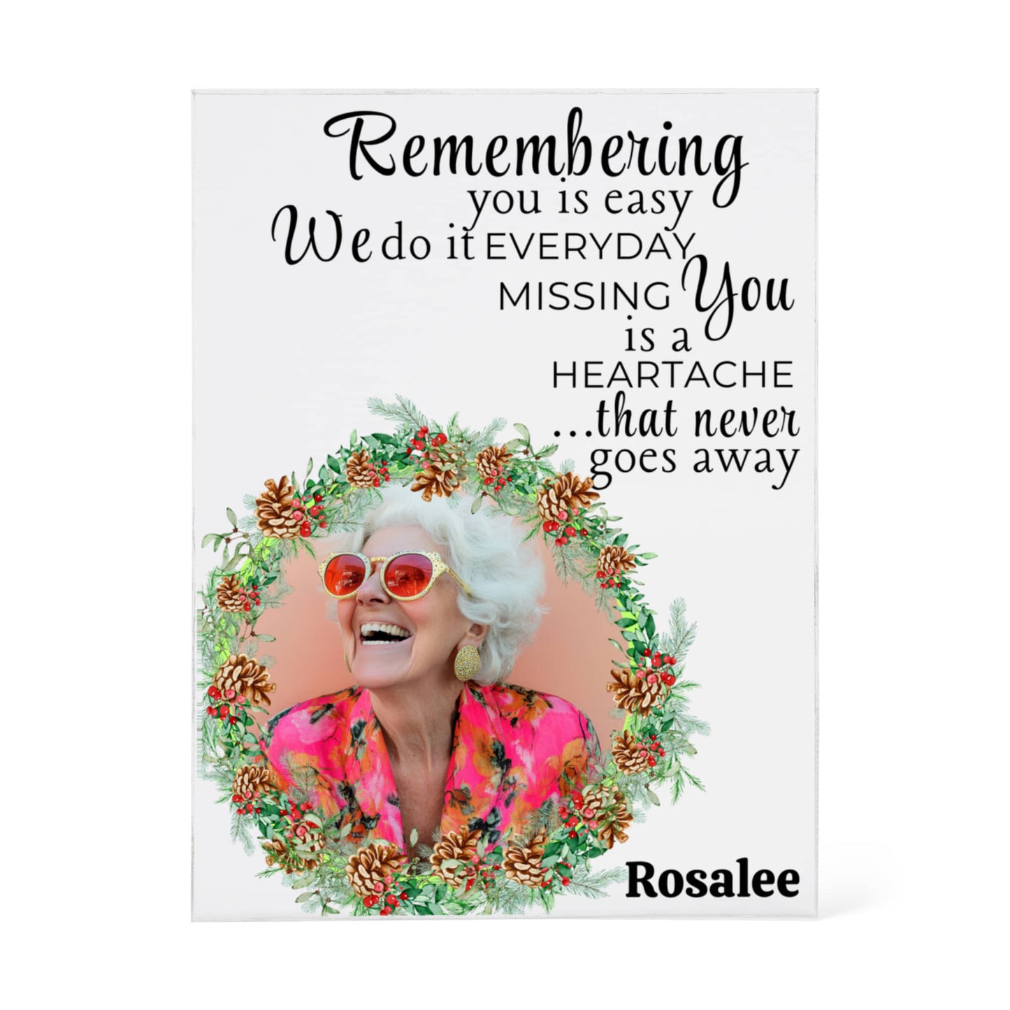 Personalized Christmas Memorial Photo Acrylic Block 5.25" x 7" Holiday Remembrance Gift