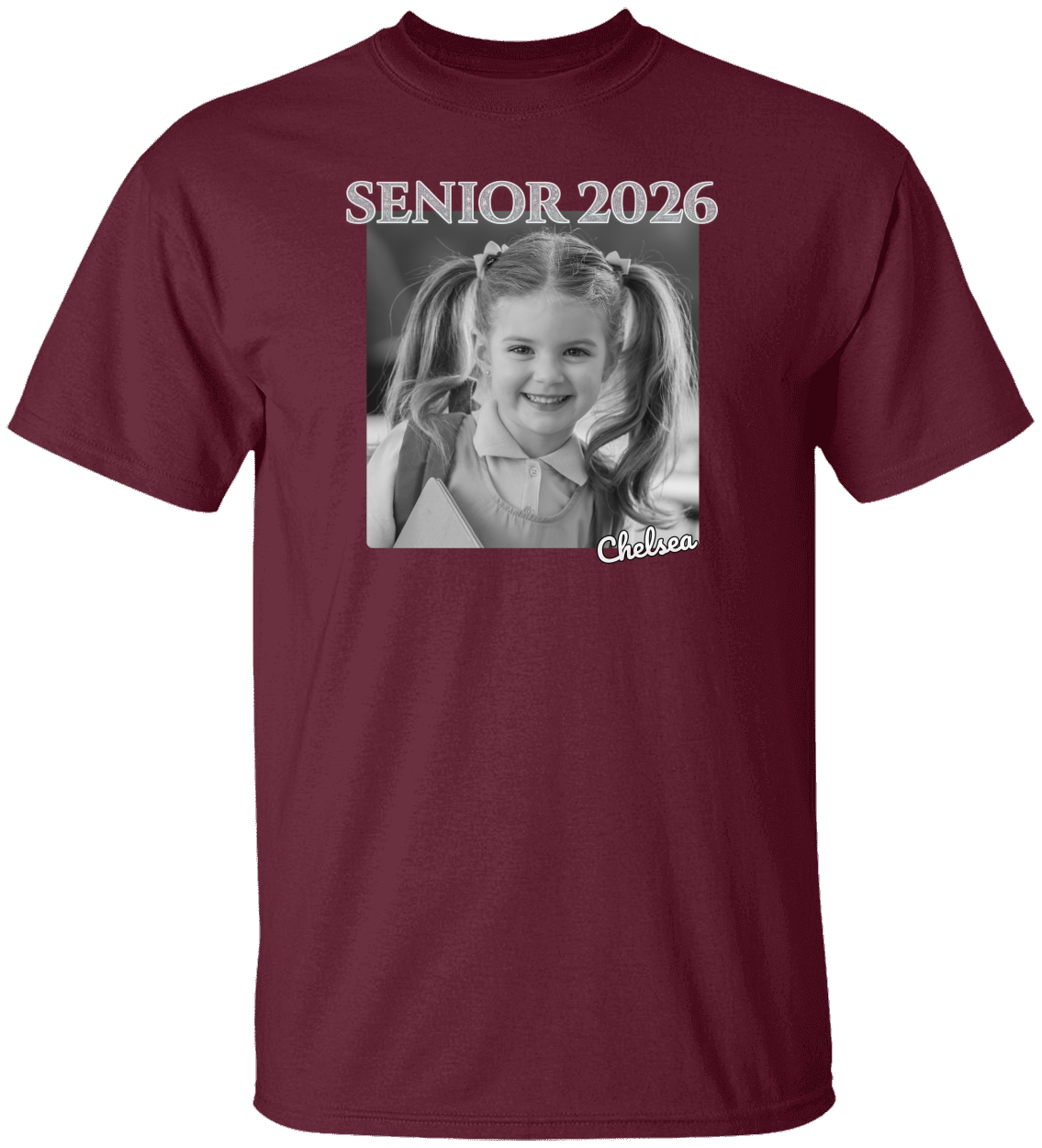 Senior 2026 Personalized B/W Photo Shirt-Unisex Heavy Cotton Tee