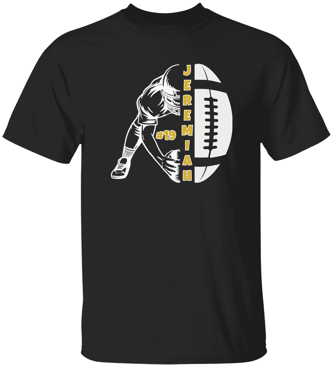 Custom Football Shirt - Gold Design - Personalized Name & Number - Adult & Youth Team Spirit Gear