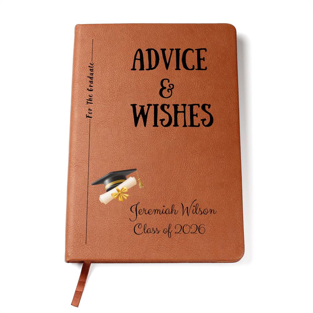 Personalized Vegan Leather Graduate Advice & Wishes  Journal – Class of 2026 Keepsake