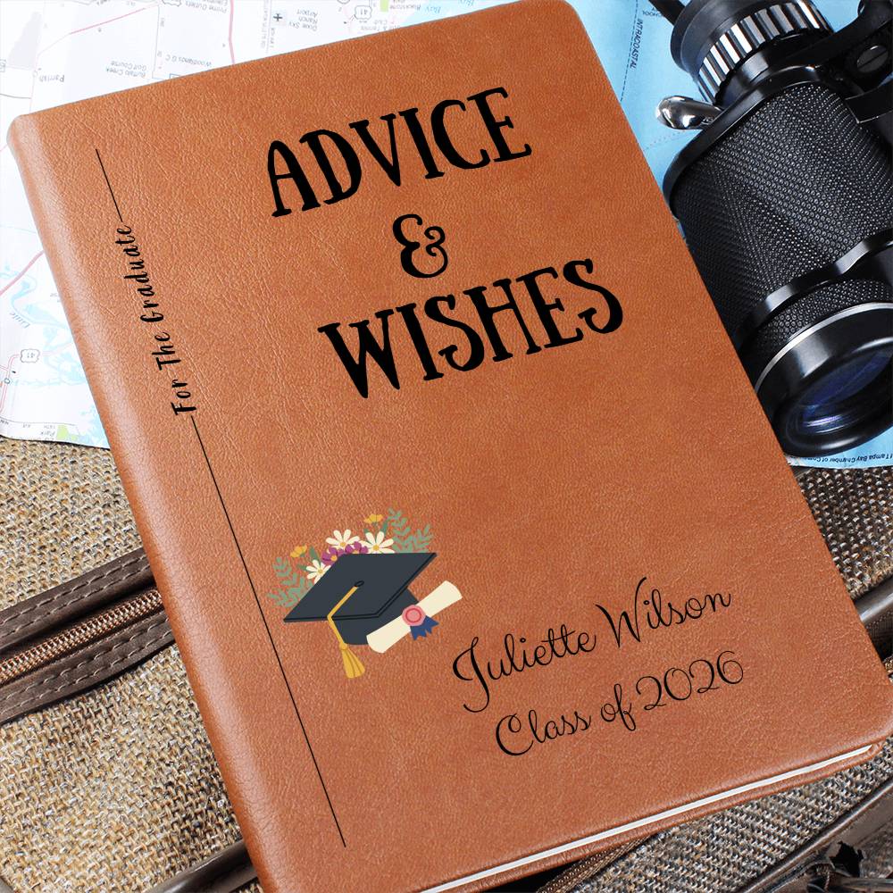 Personalized Vegan Leather Graduate Advice & Wishes  Journal – Class of 2026 Keepsake