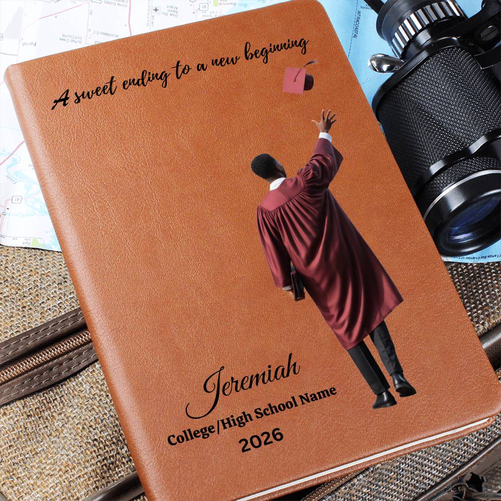 Personalized Vegan Leather Journal - Class of 2026 - A Sweet Ending - High School & College Graduation Gift.