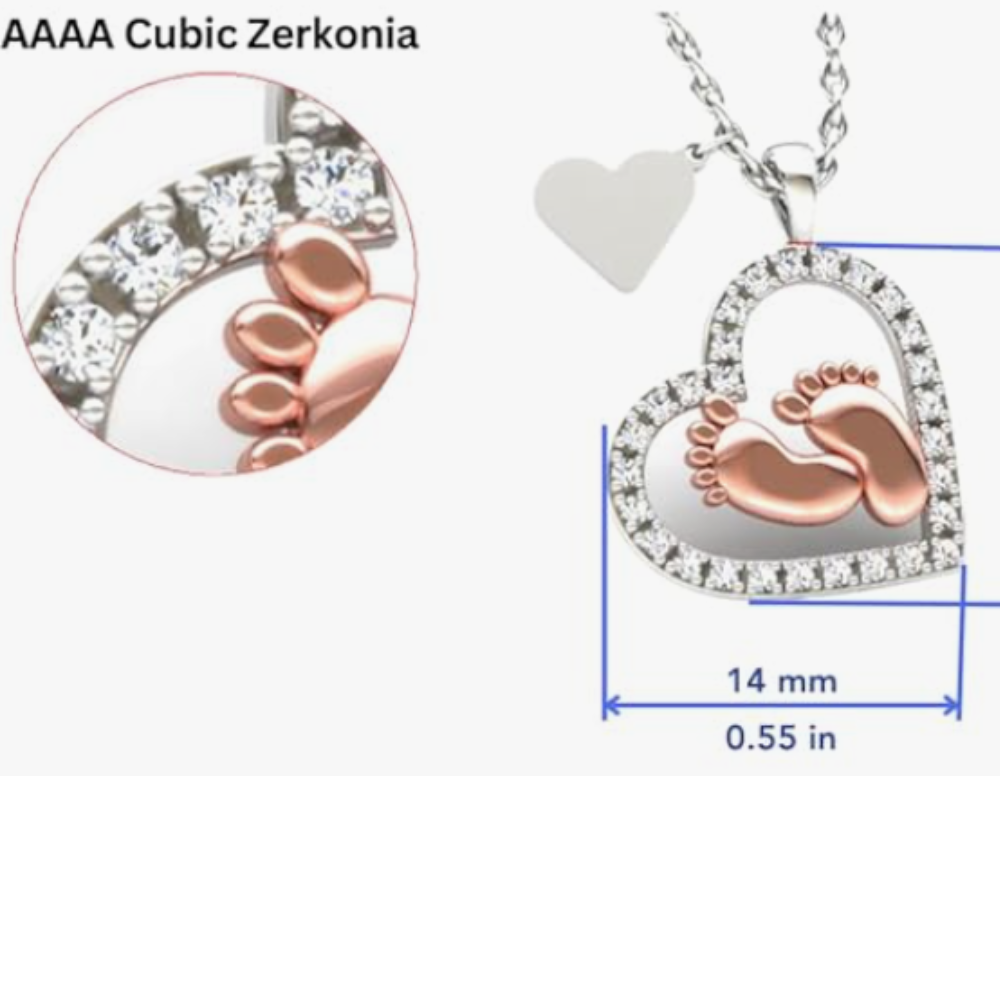 Mommy To Be-" Love, Kisses & Kicks from your Tummy"  | Sparkling Baby Feet Necklace |White Message Card