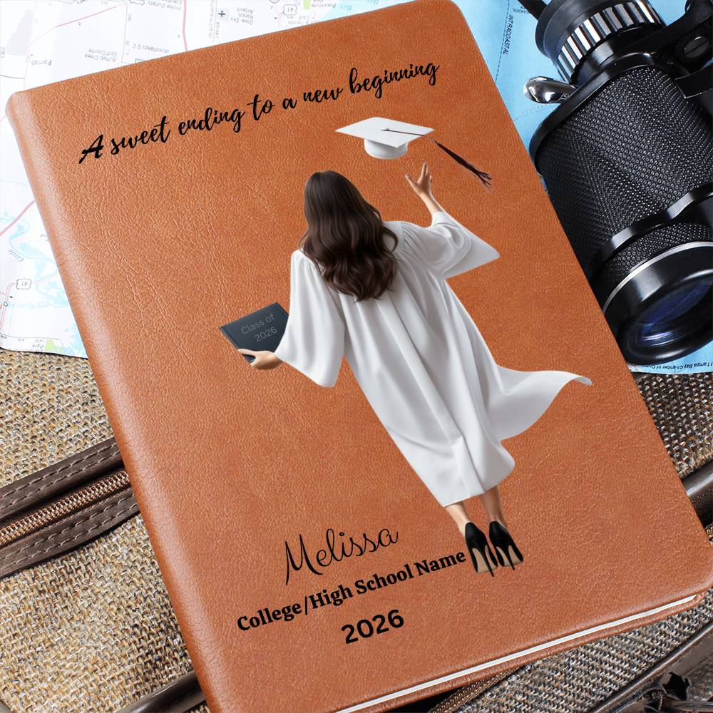 Personalized Vegan Leather Journal - Class of 2026 - A Sweet Ending - High School & College Graduation Gift.