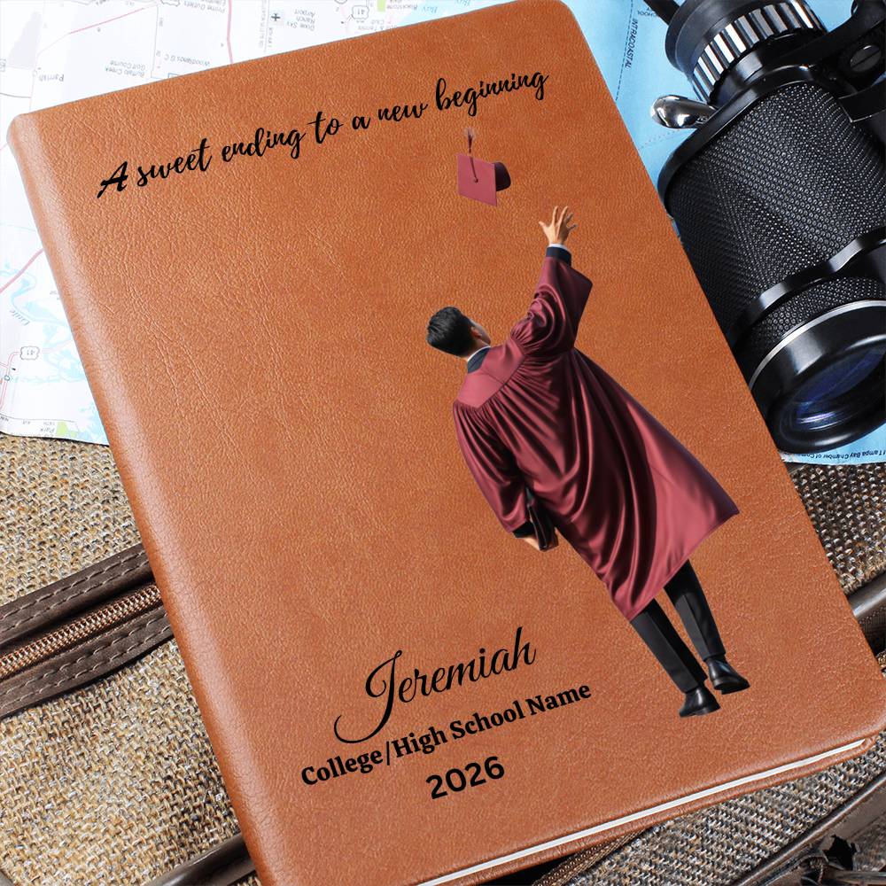 Personalized Vegan Leather Journal - Class of 2026 - A Sweet Ending - High School & College Graduation Gift.